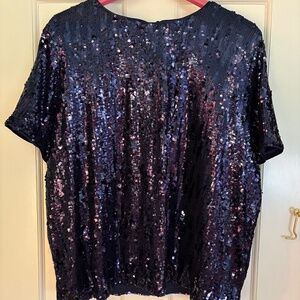 Navy blue sequin tee